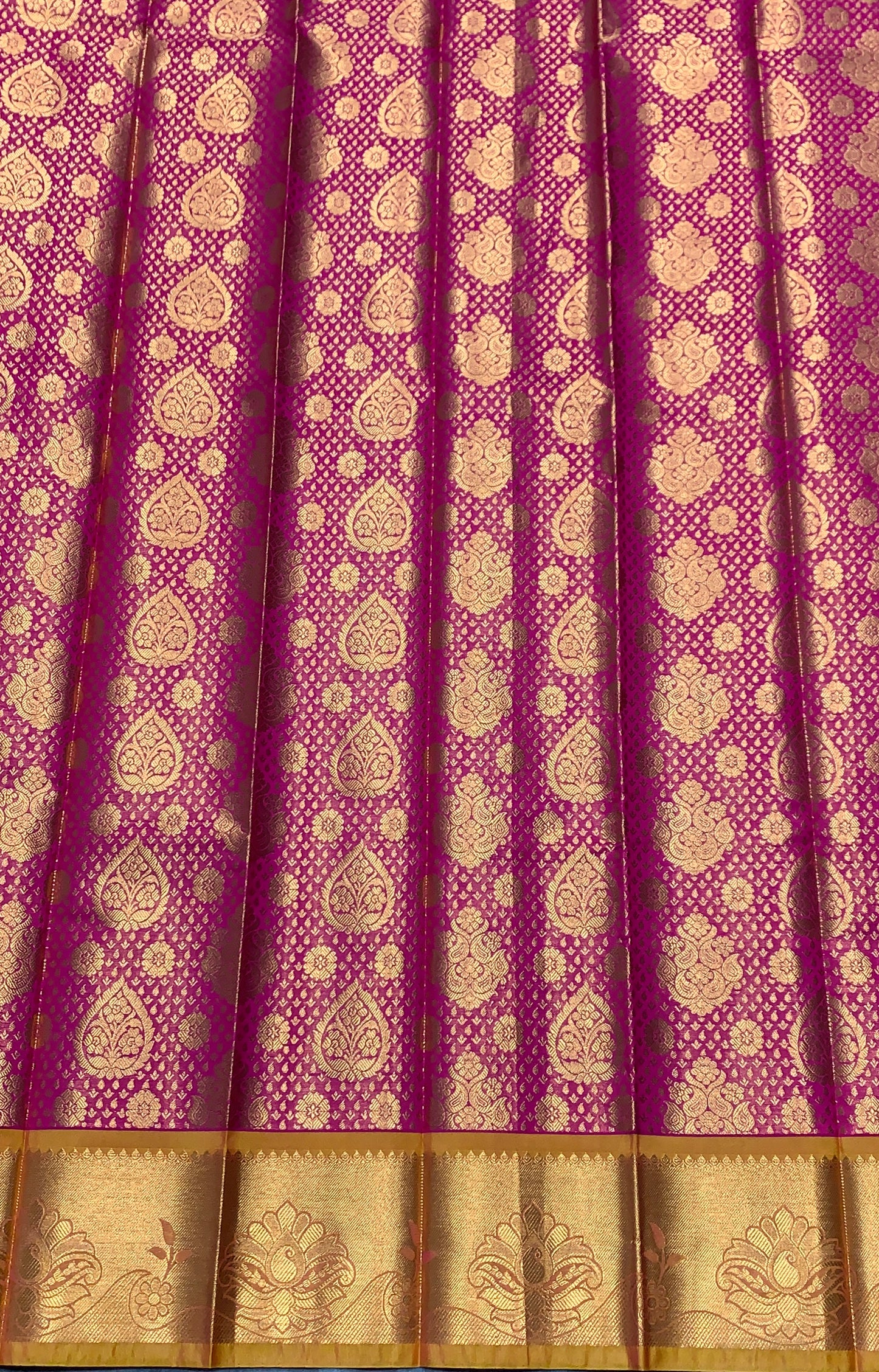 Vegan Silk Saree Pink Colour with Golden Yellow Border