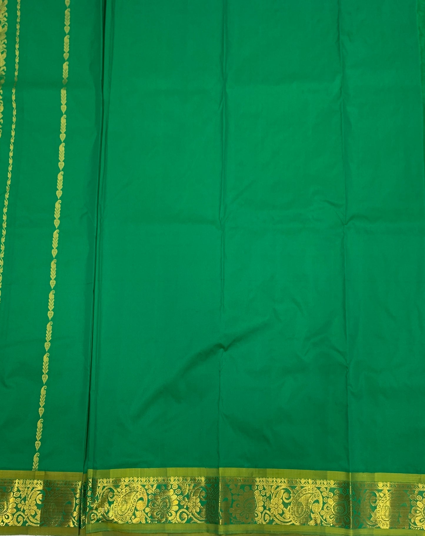 Green shade Semi silk Kids Pattu Pavadai with Contrast border for age 5 to 10