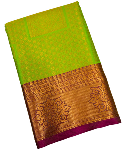 Art Silk Saree Light Green Colour with Magenta Border