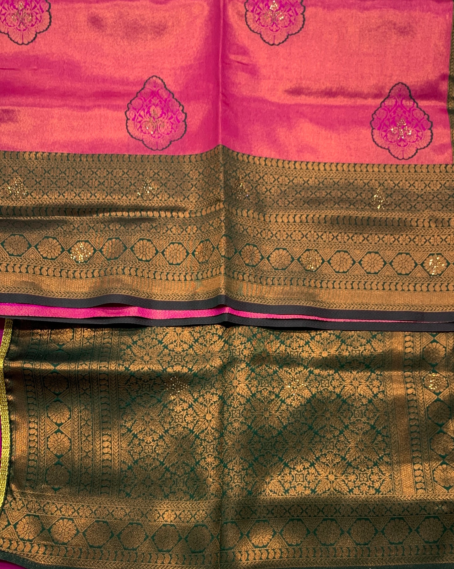 Art Silk Saree Pink Shade with Green Border