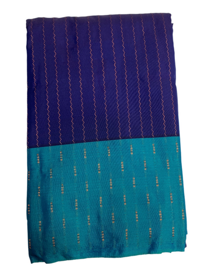 Arani Silk Saree Peacock Blue Colour with Sky Blue Border