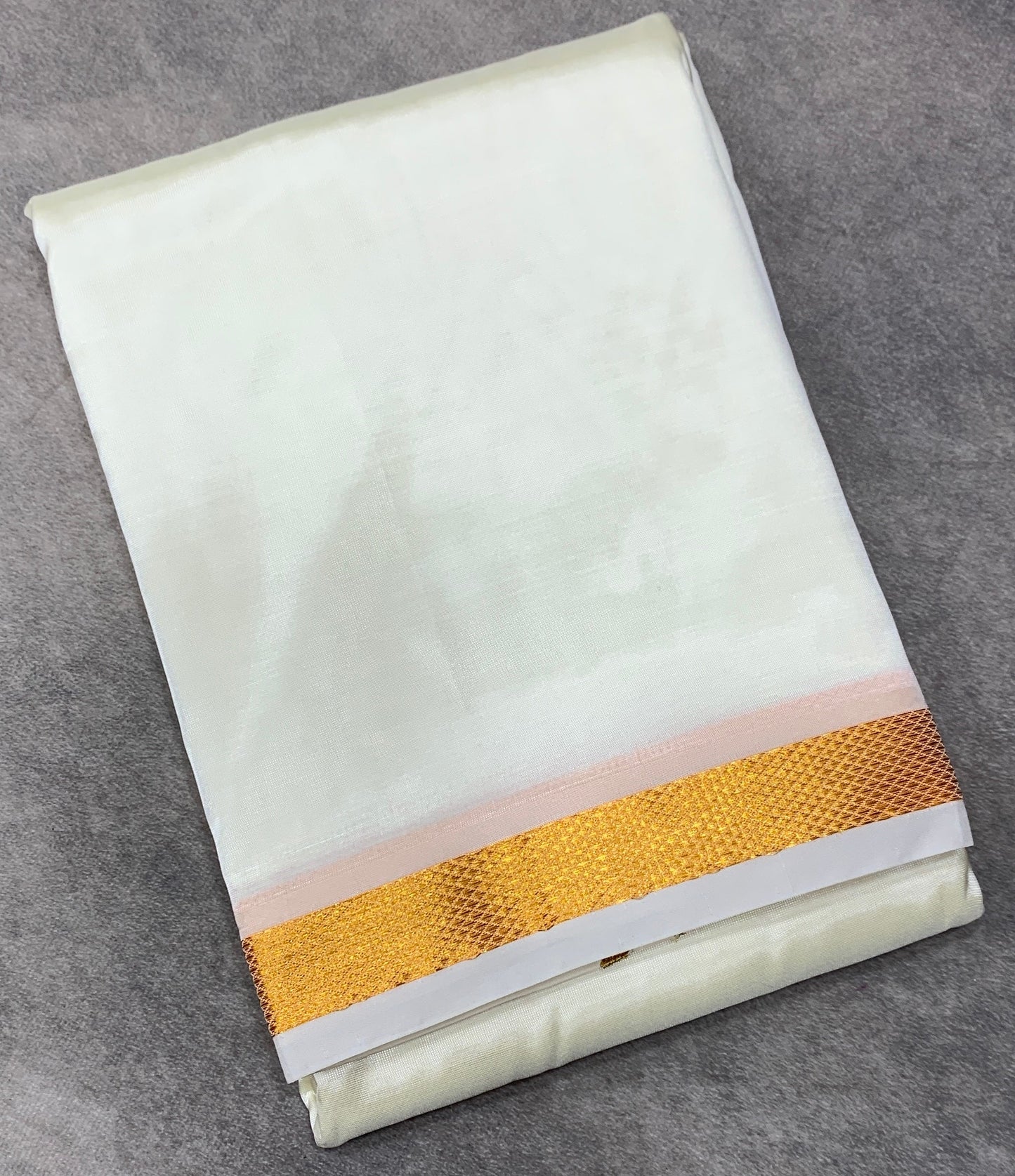 Art Silk Dhoti 8X4 Cream Colour with Small Border