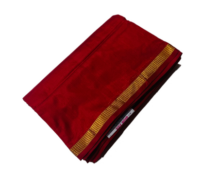 9 yards Pure Kanchipuram Silk Saree Maroon Colour