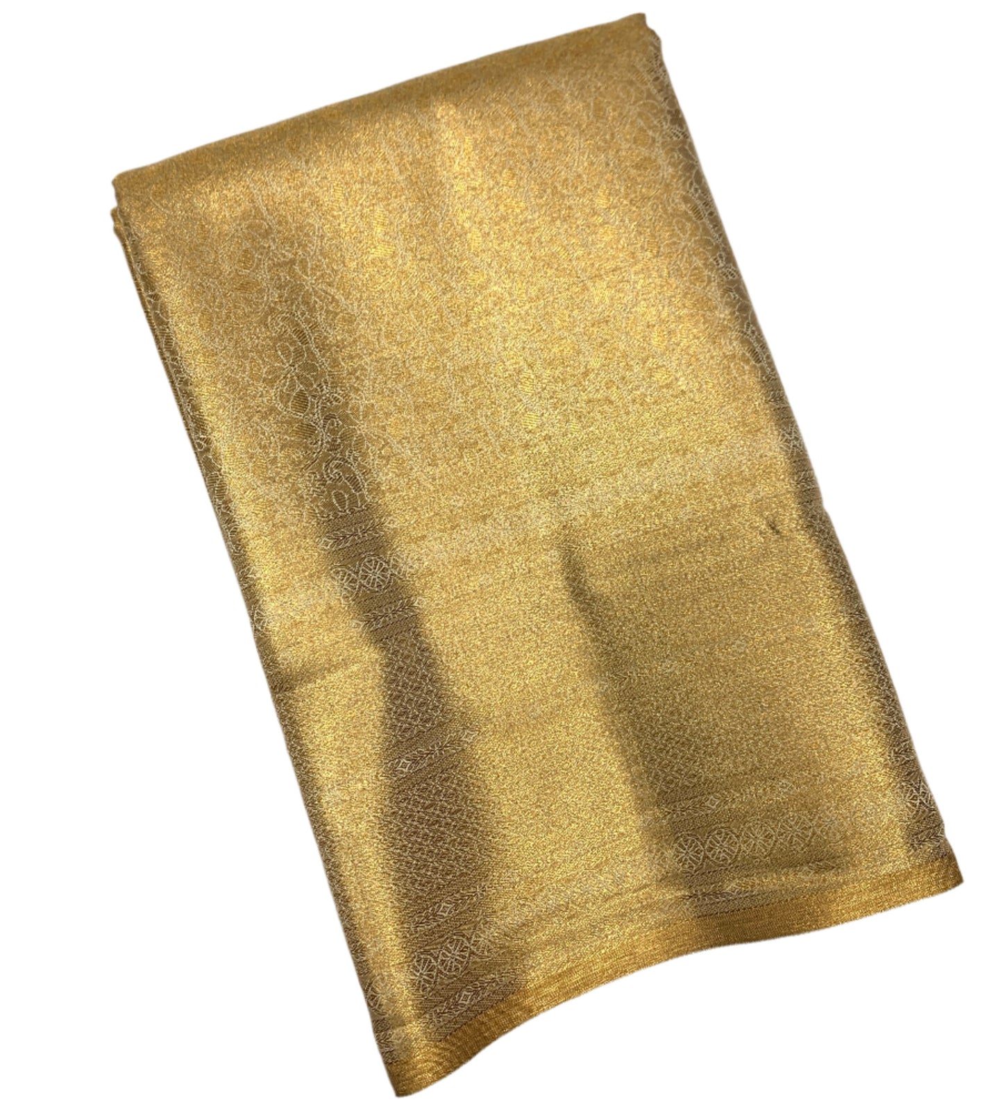 Golden Colour Soft Kanchi Tissue Pattu Saree with Self Border