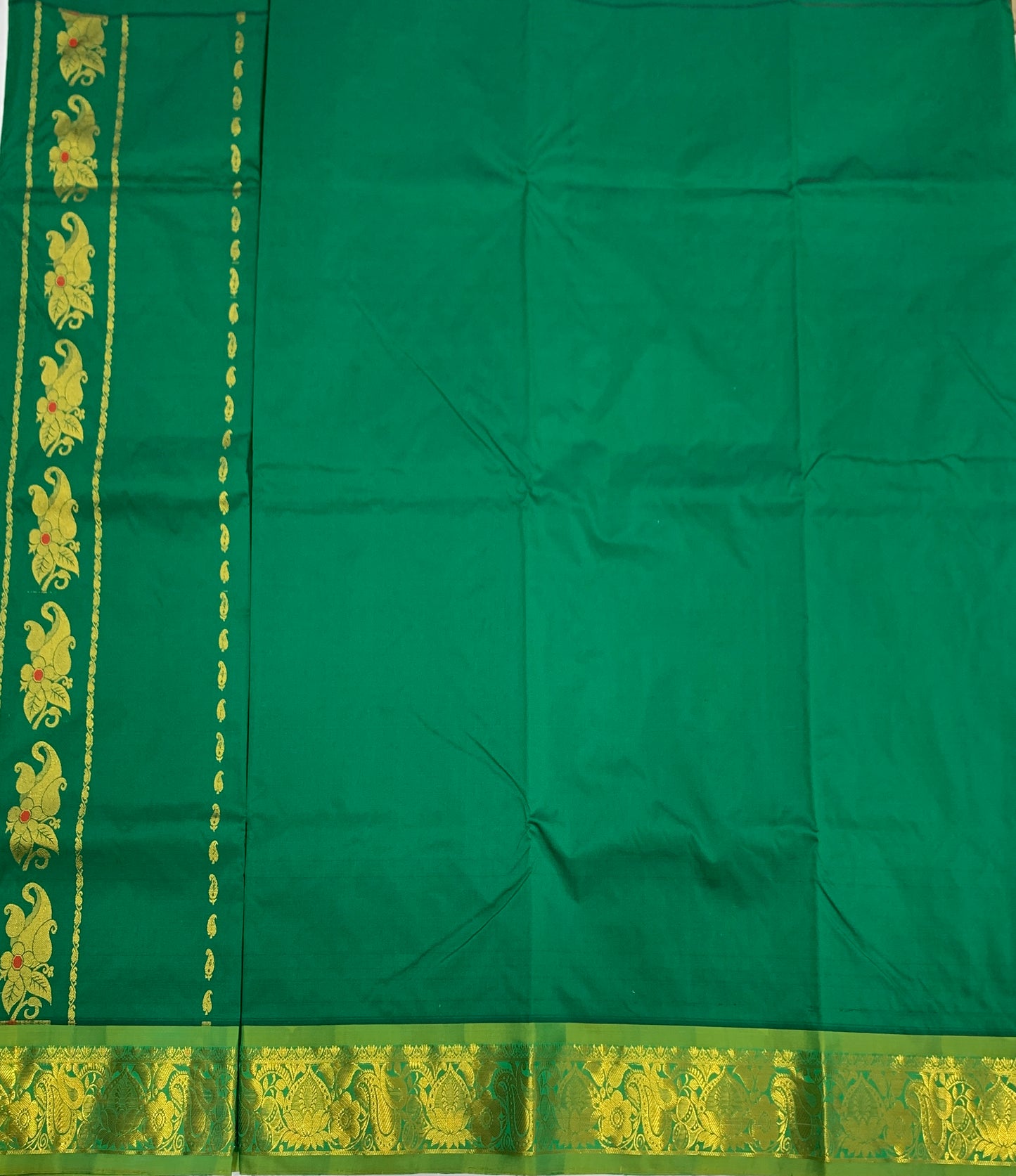 Green shade Semi silk Kids Pattu Pavadai with Contrast border for age 5 to 10