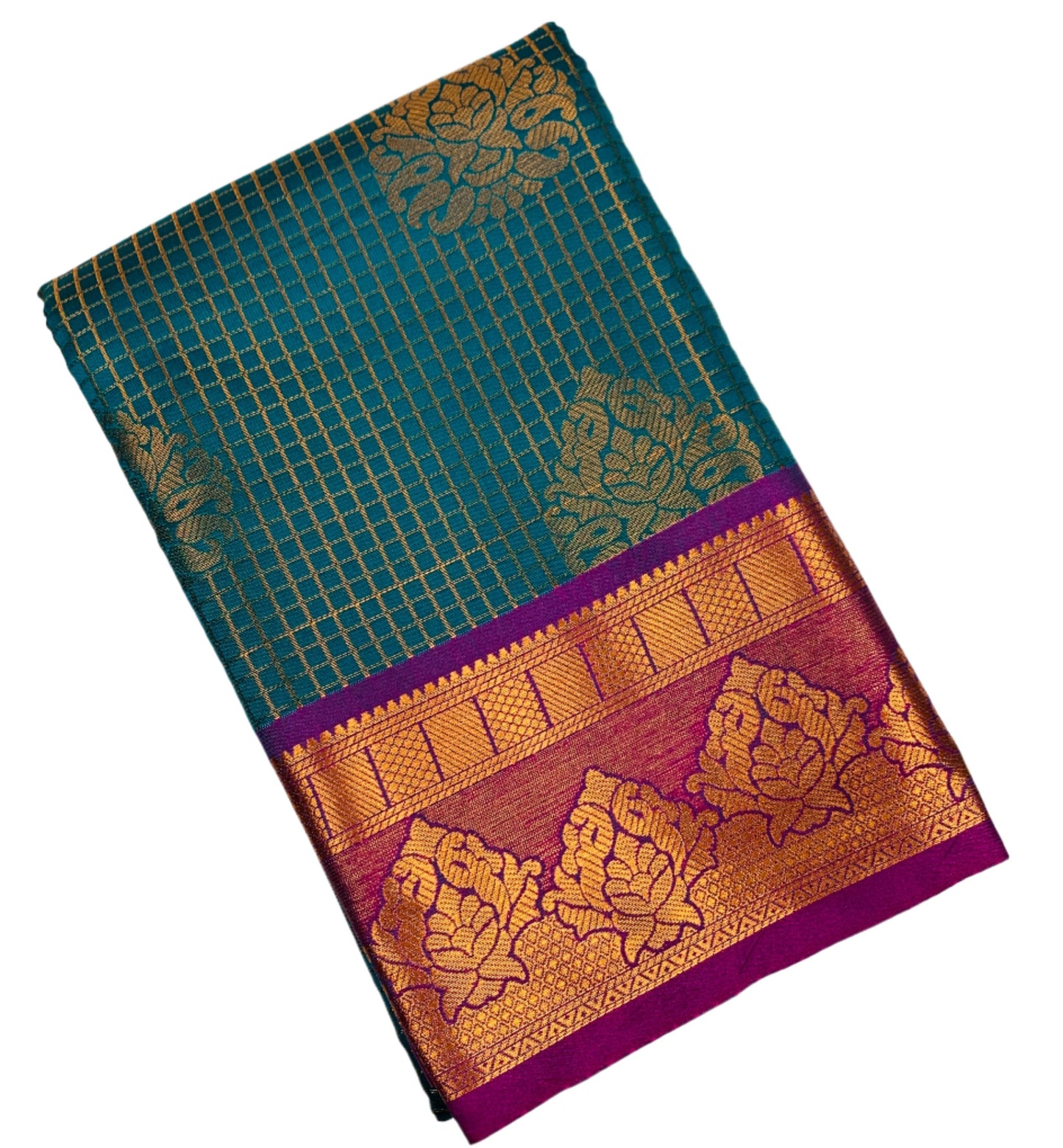 Art Silk Saree Rama Green Colour with Magenta Border