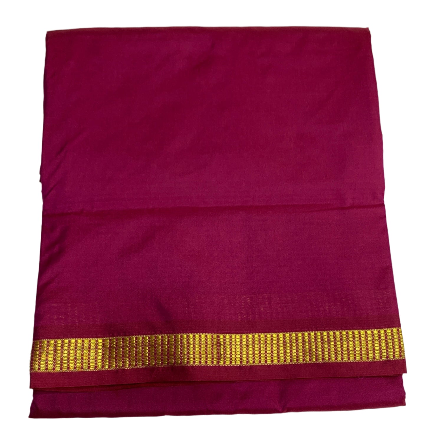 9 yards Vegan Silk Saree Rich Maroon Colour with Golden Border