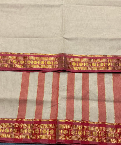 Chettinad Cotton Saree Tussar Colour with Onion Pink Colour with Zari Work Border