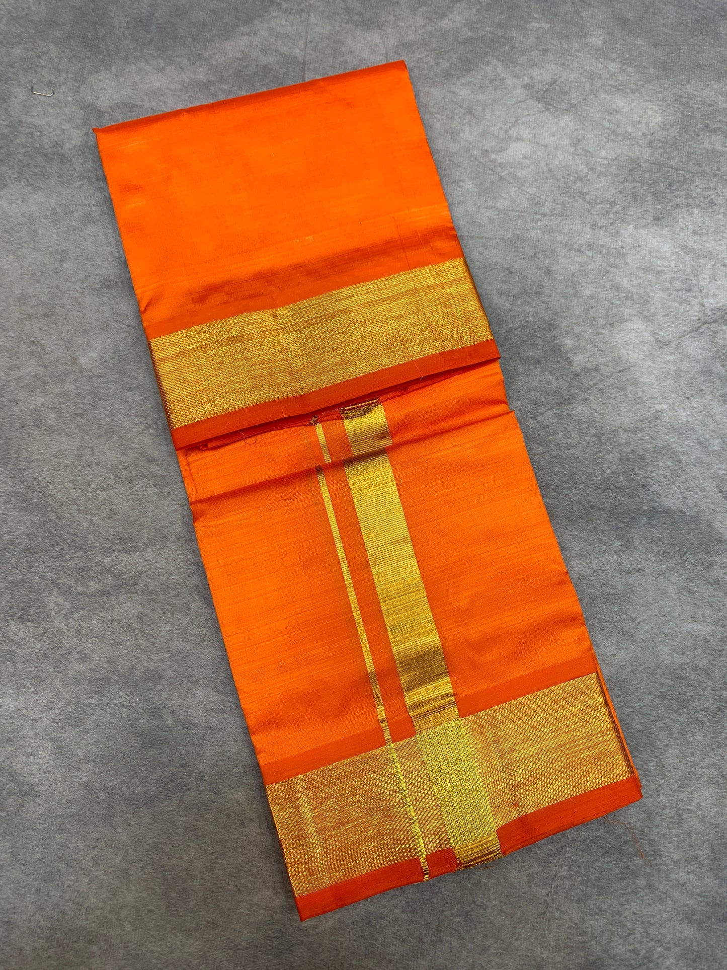 4 Mulam Silk Pooja Towel Orange Colour with Zari Border