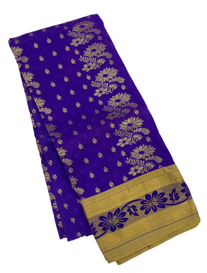 Blue Shade Vegan Silk Kids Pattu Pavadai with contrast border for newborn to 2 Years