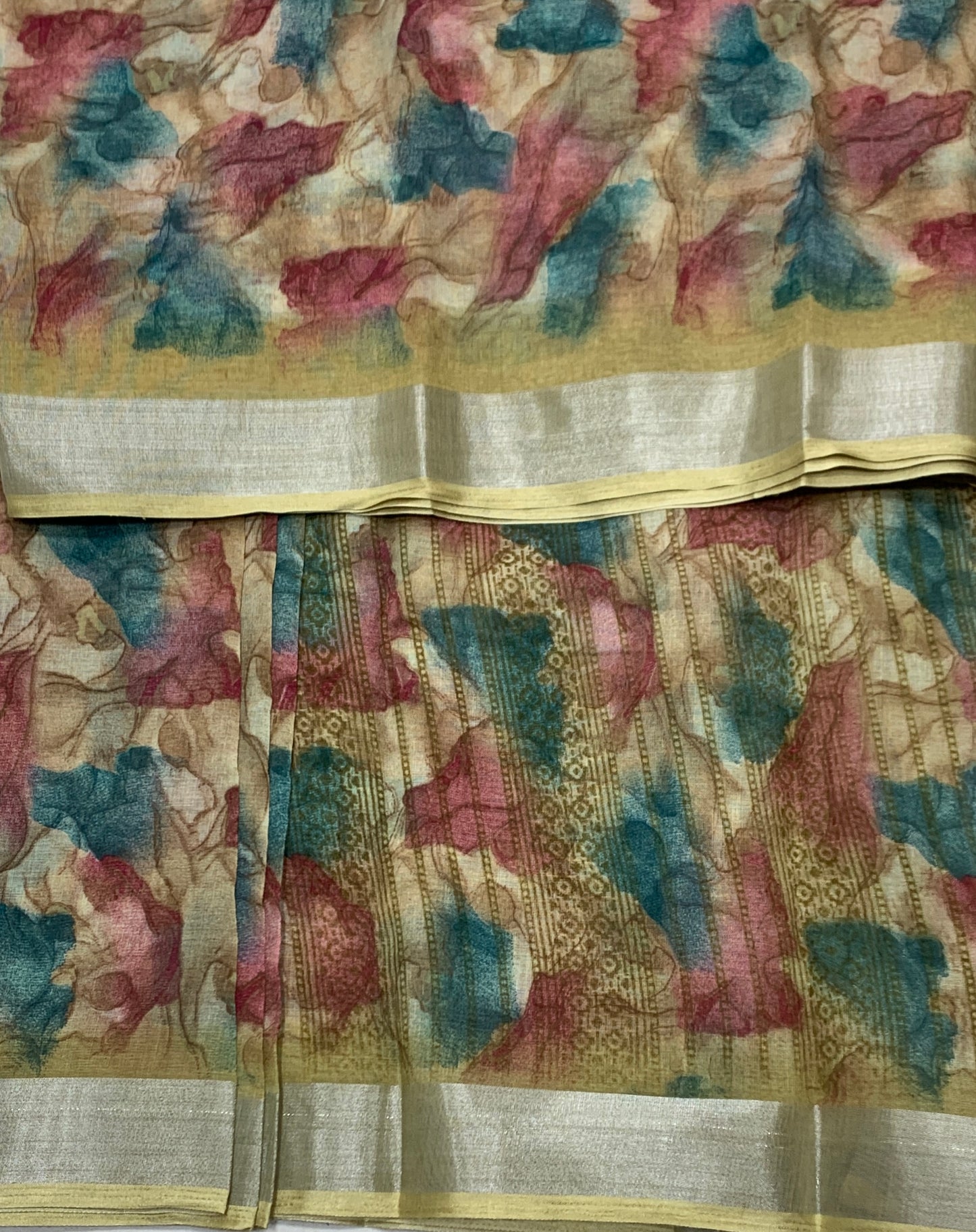 Jute Cotton Saree Mustard Shade with Thread Border