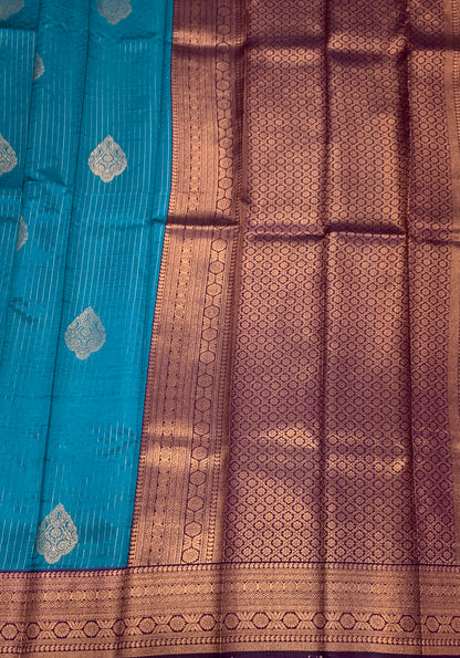 Art Silk Saree Sky Blue Colour with Magenta Border