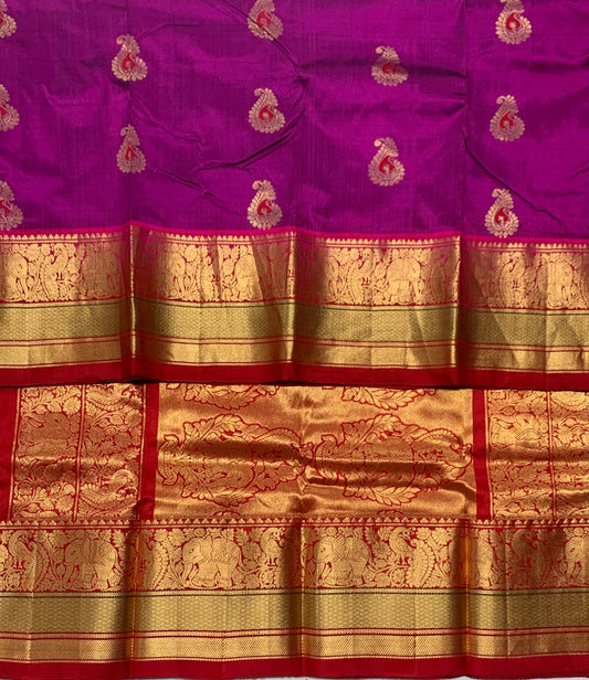 Pure Kanchipuram Silk Saree Magenta shade