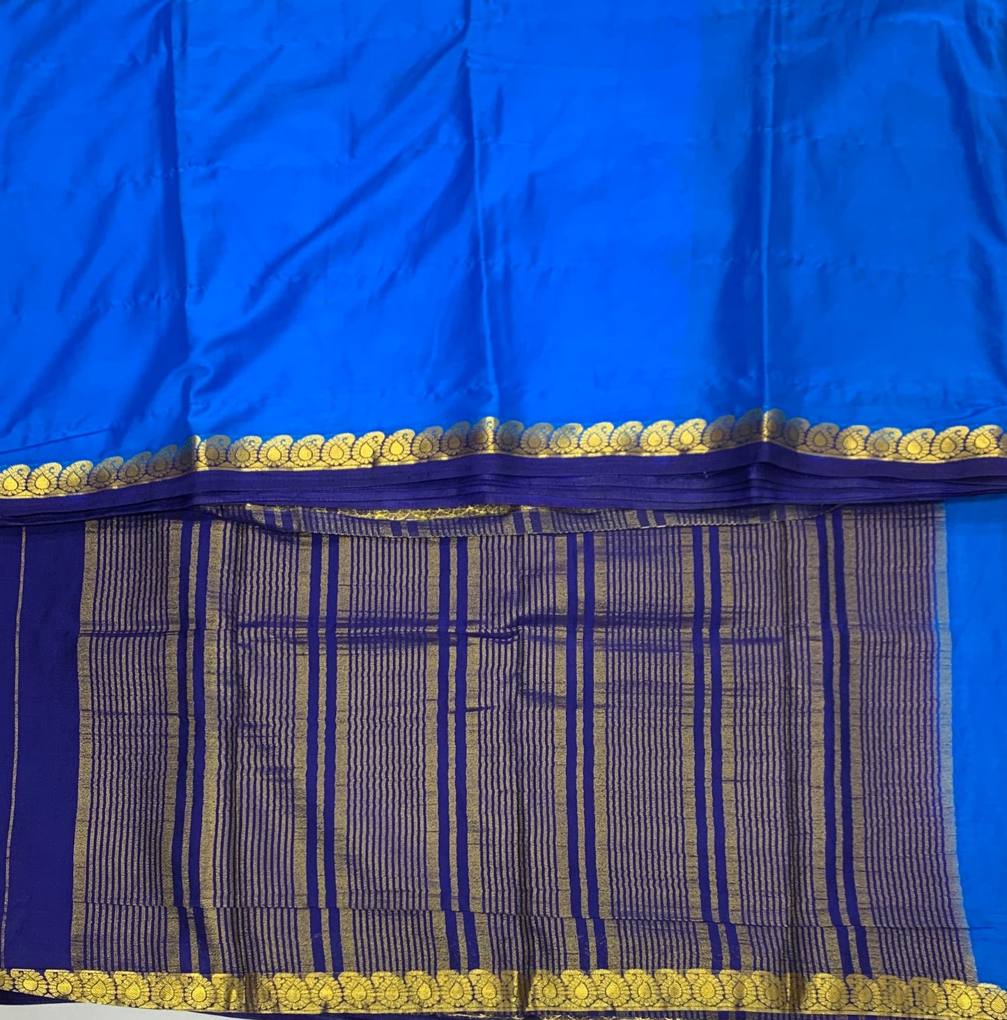 Crepe Saree Sky Blue Colour with Mango Design Border