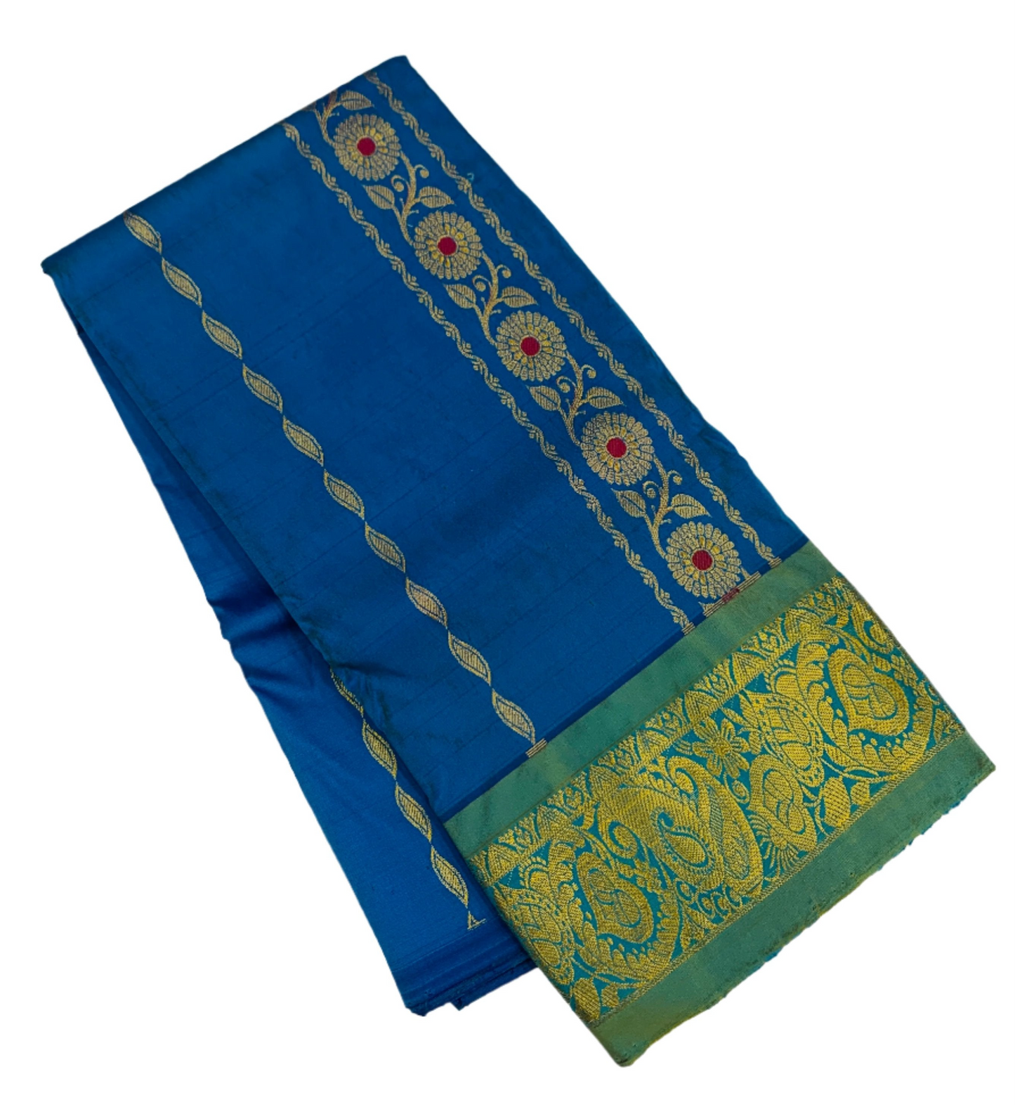 Blue shade Semi silk Kids Pattu Pavadai with Self border for age 2 to 5