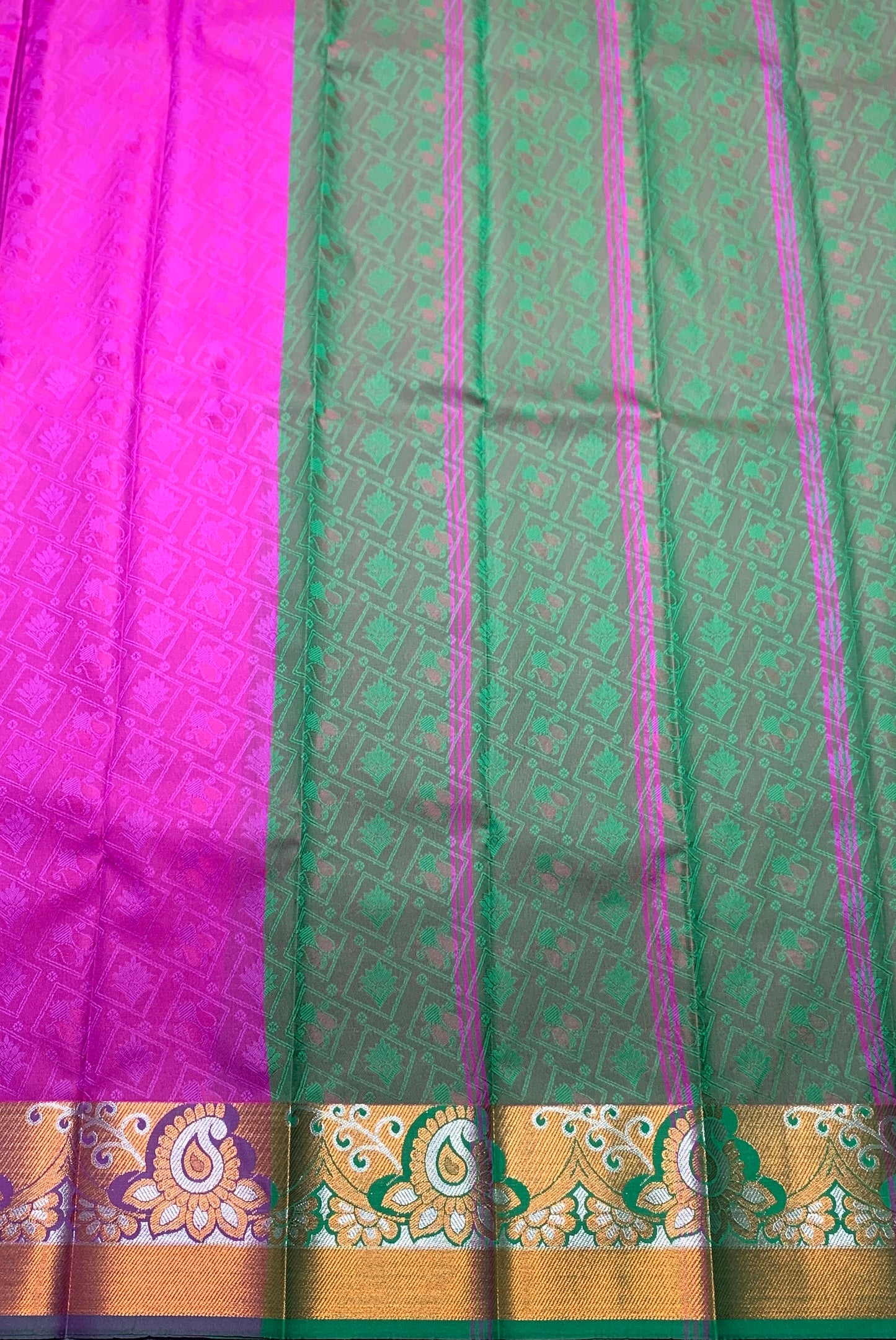 Synthetic Cotton Saree Pink Shade with Copper Border