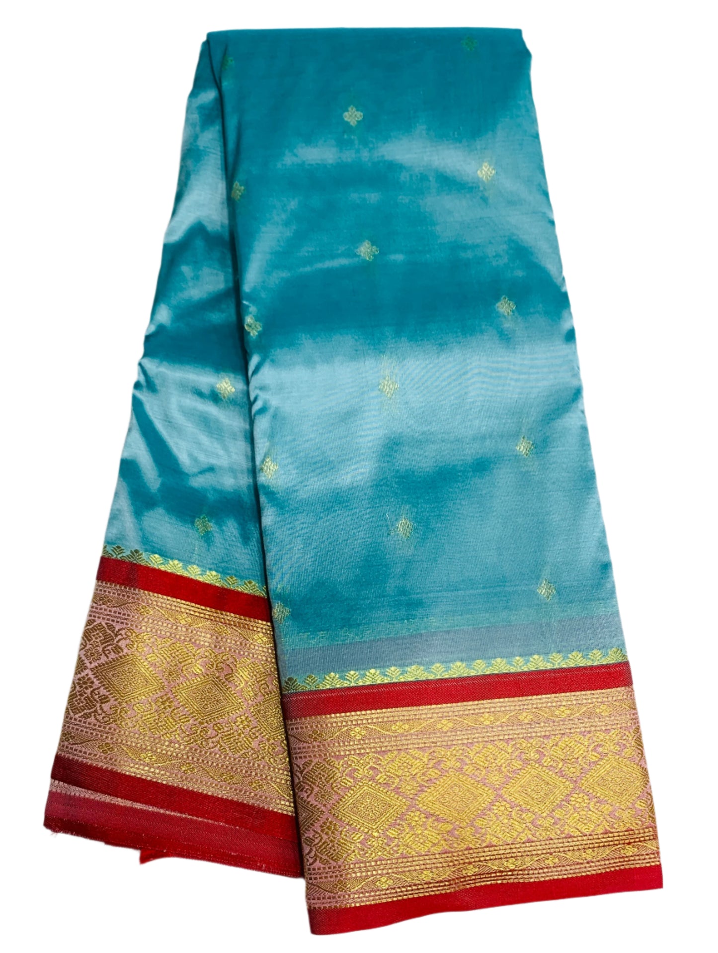 Arctic Blue Shade Saree with Golden and Red Border