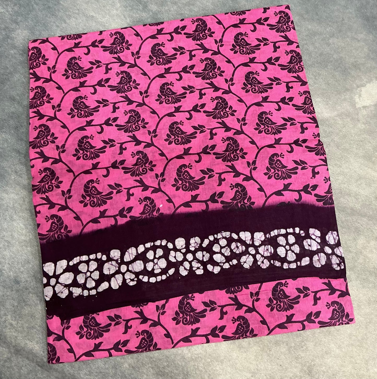 Chettinad Sungudi Cotton Lotus Pink Colour with Magenta Colour Border