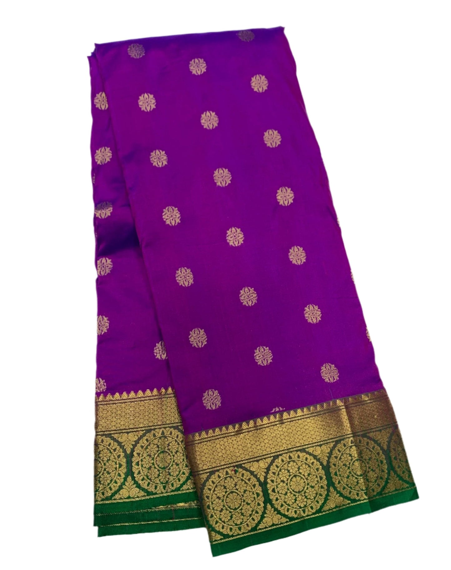 Pure Kanchipuram Silk Saree Mangenta shade with Green Border