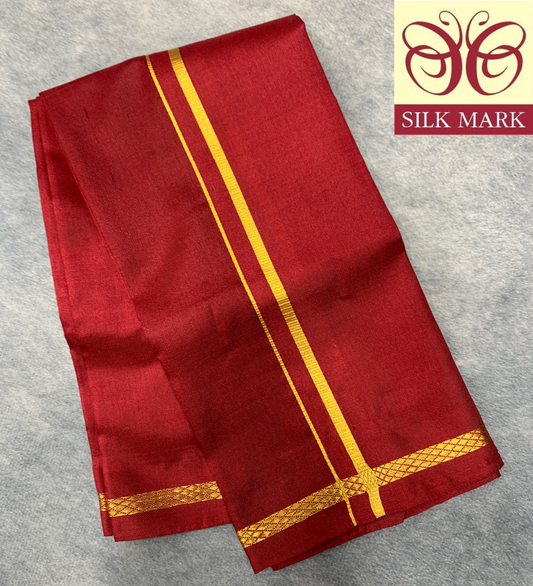 Silk Pooja Towel Maroon Colour