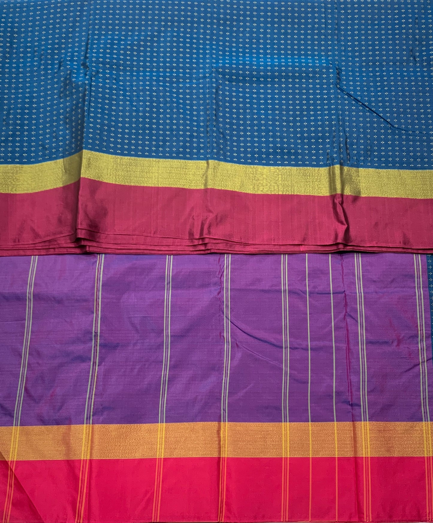 Arani Silk Saree Blue Colour with Pink and Golden Border