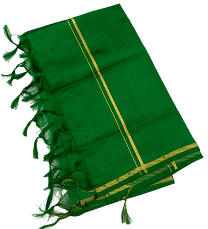 Silk Pooja Towel Green Colour