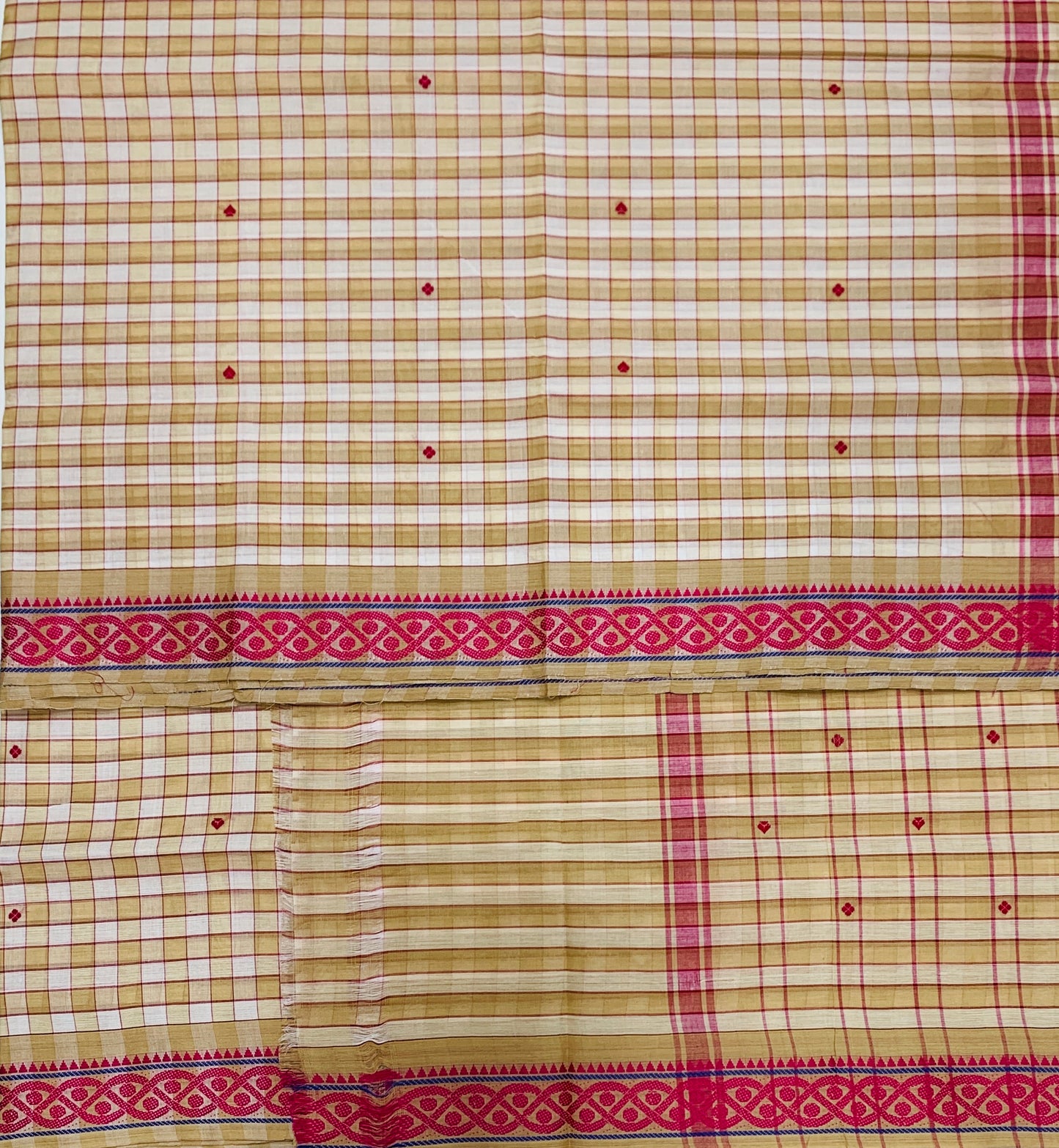 Chettinad Cotton Saree Tussar Shade with Pink Border