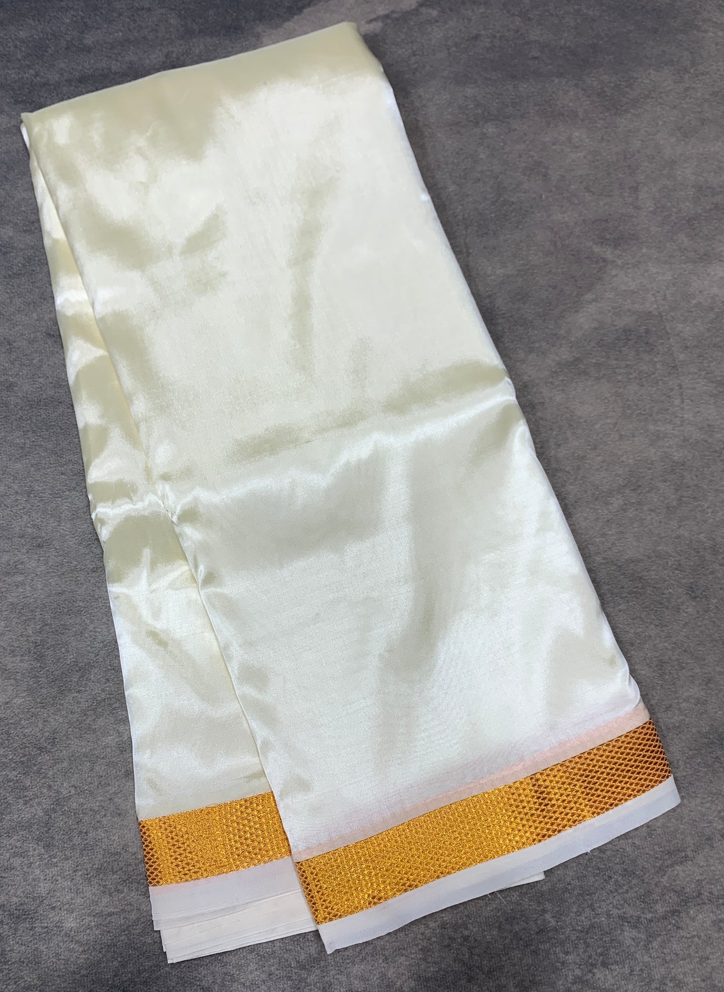 Art Silk Dhoti 8 Mulam Cream Colour Small Border