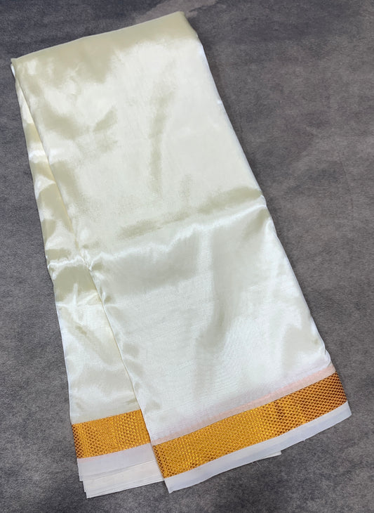 Art Silk Dhoti 8 Mulam Cream Colour Small Border
