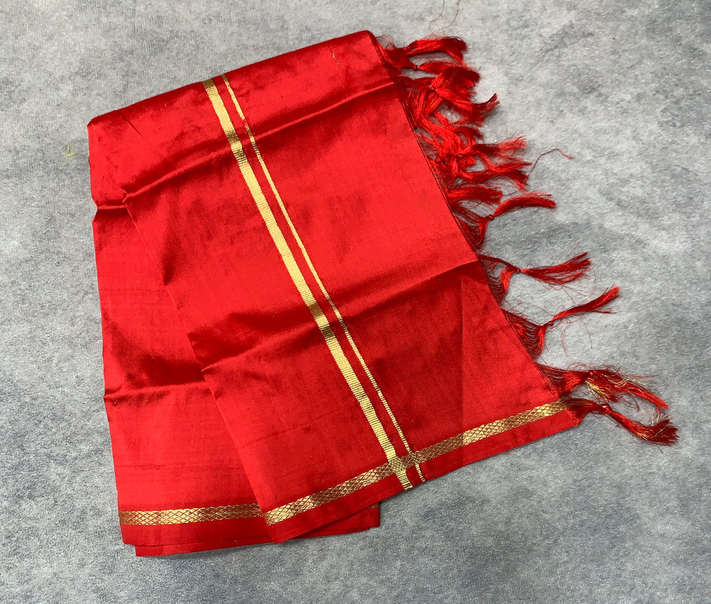 2 Mulam Silk Pooja Towel Red Colour