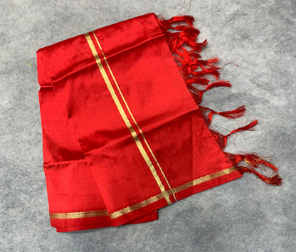 2 Mulam Silk Pooja Towel Red Colour