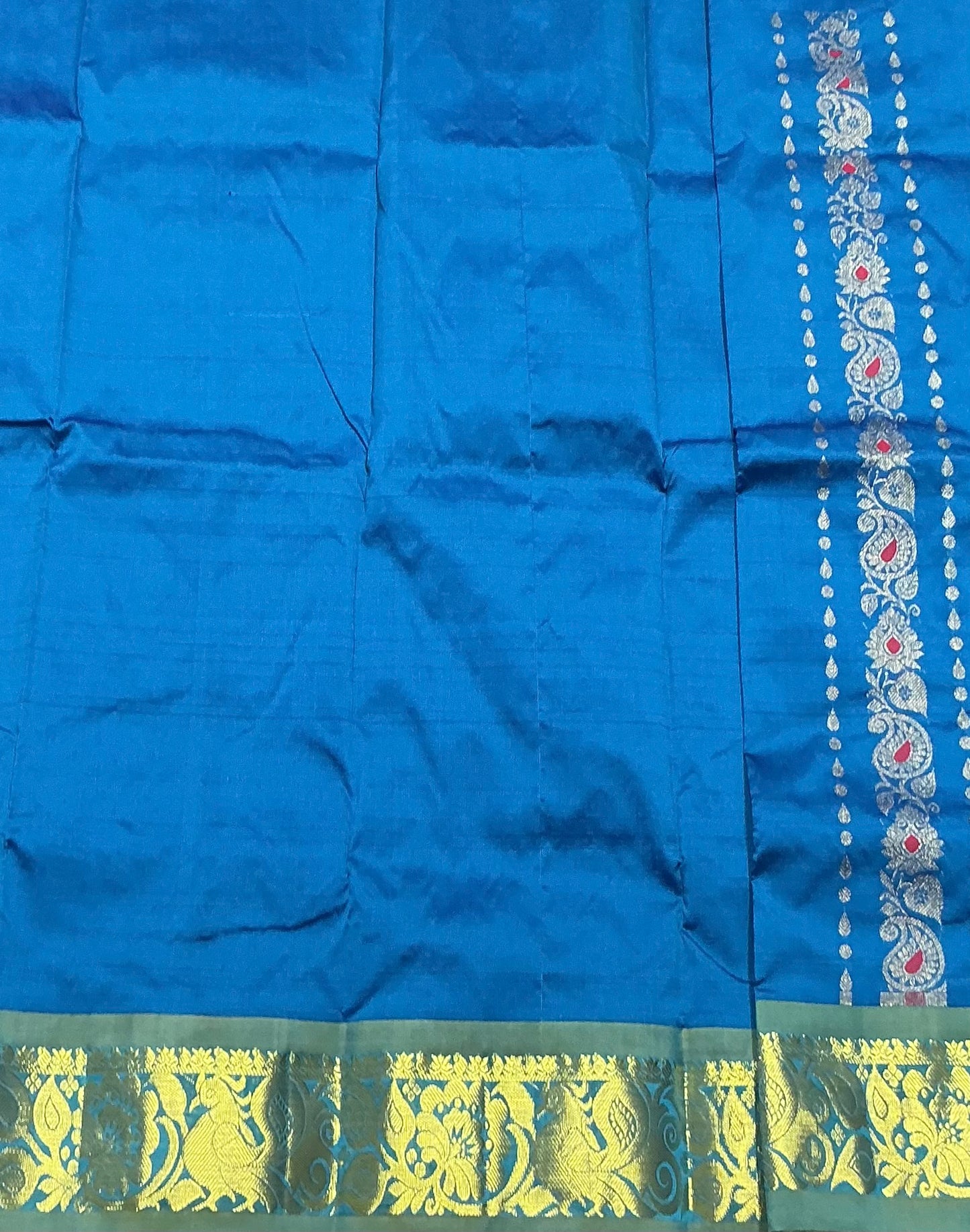 Sky Blue Shade Semi Silk Kids Pattu Pavadai with Contrast border for Age 2 to 5 Years