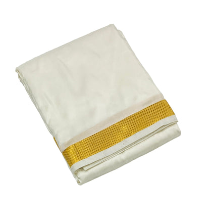 Pure Silk Dhoti 8 mulam Cream Colour Small Border