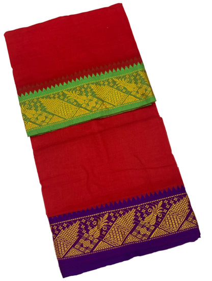 Red Colour Cotton Dhoti 9X5