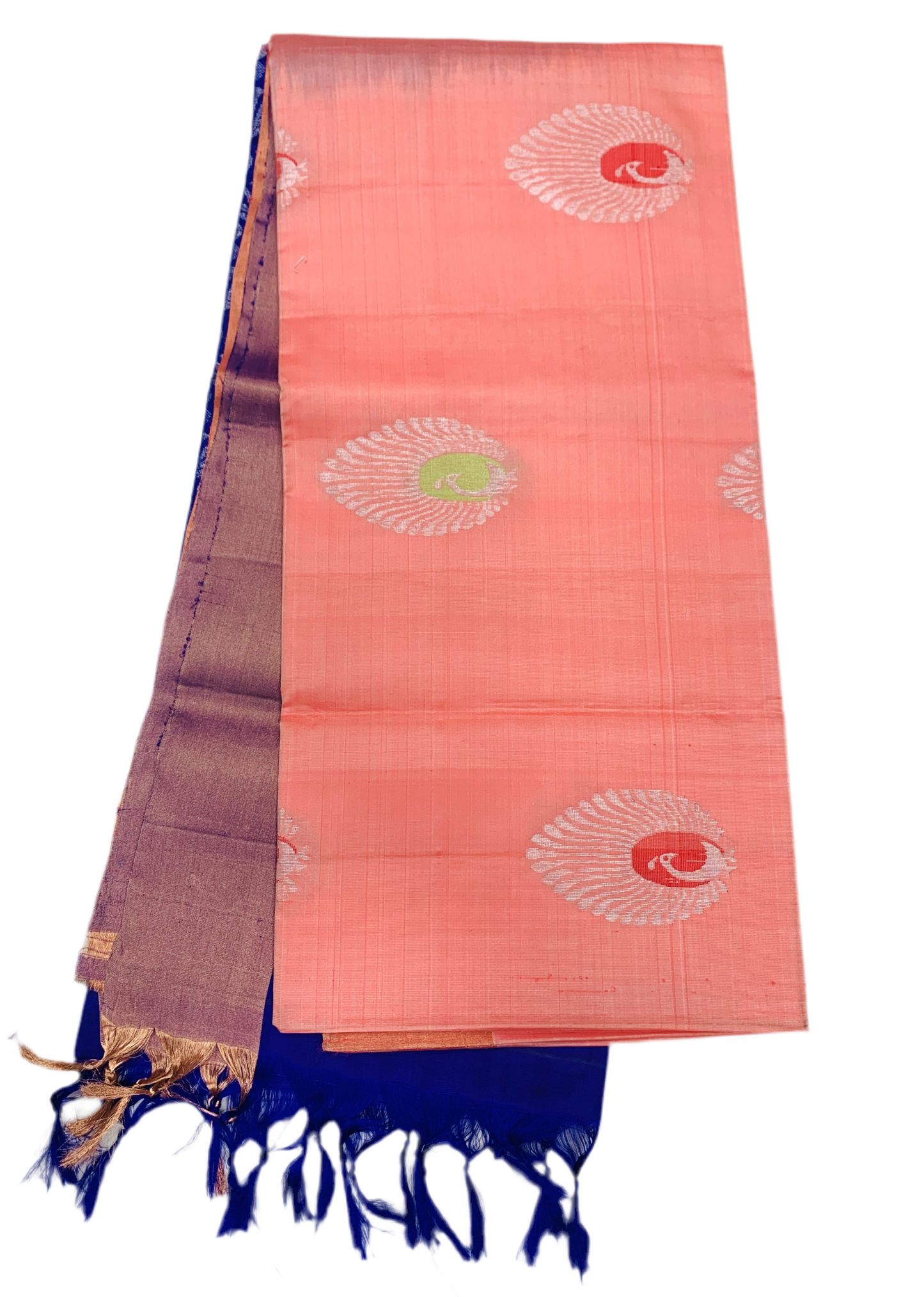 Soft Silk Saree Peach Colour with Copper border