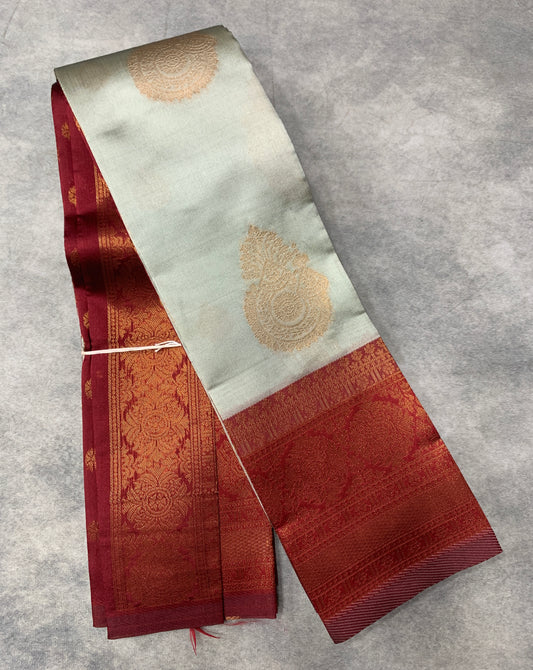 Ivory Colour Art Silk Saree Colour with Maroon Border