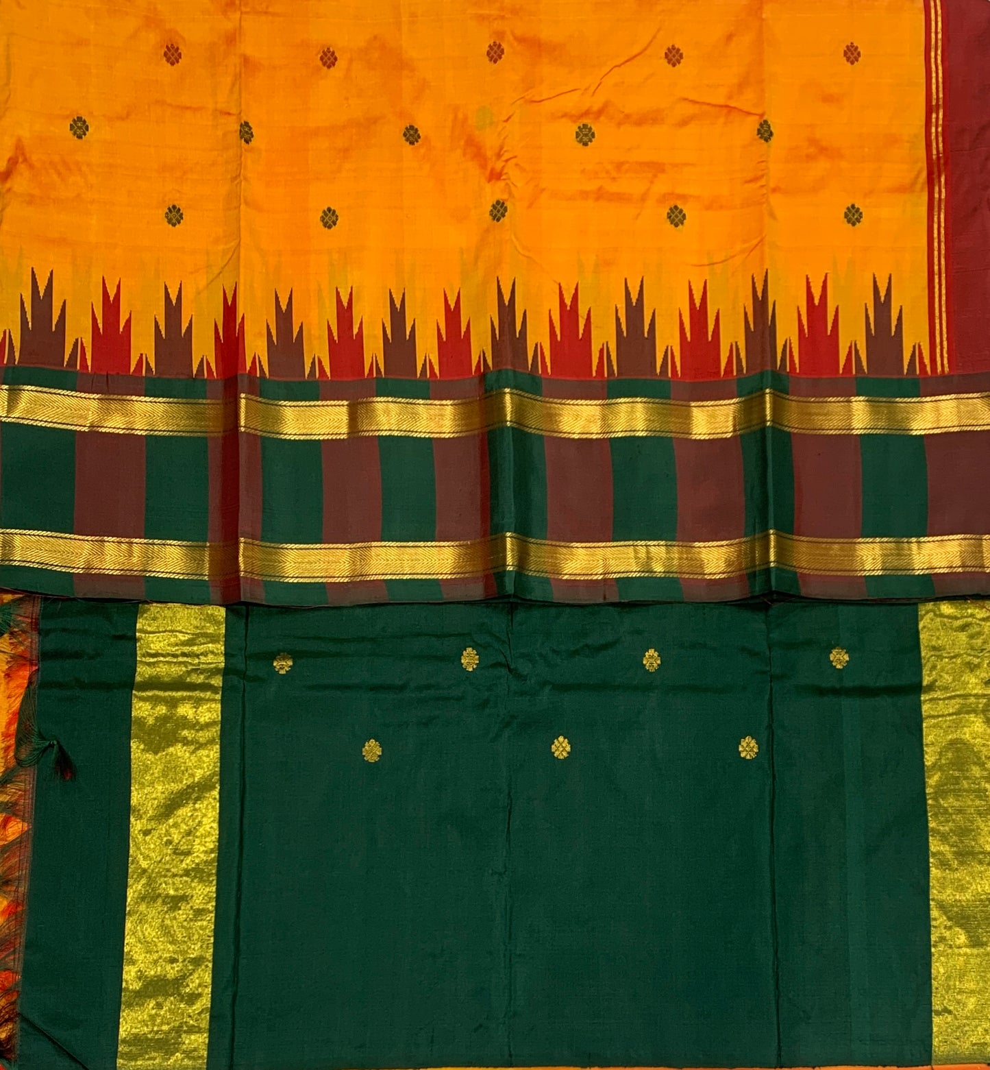 Pure Kanchipuram Silk Mango Yellow Colour