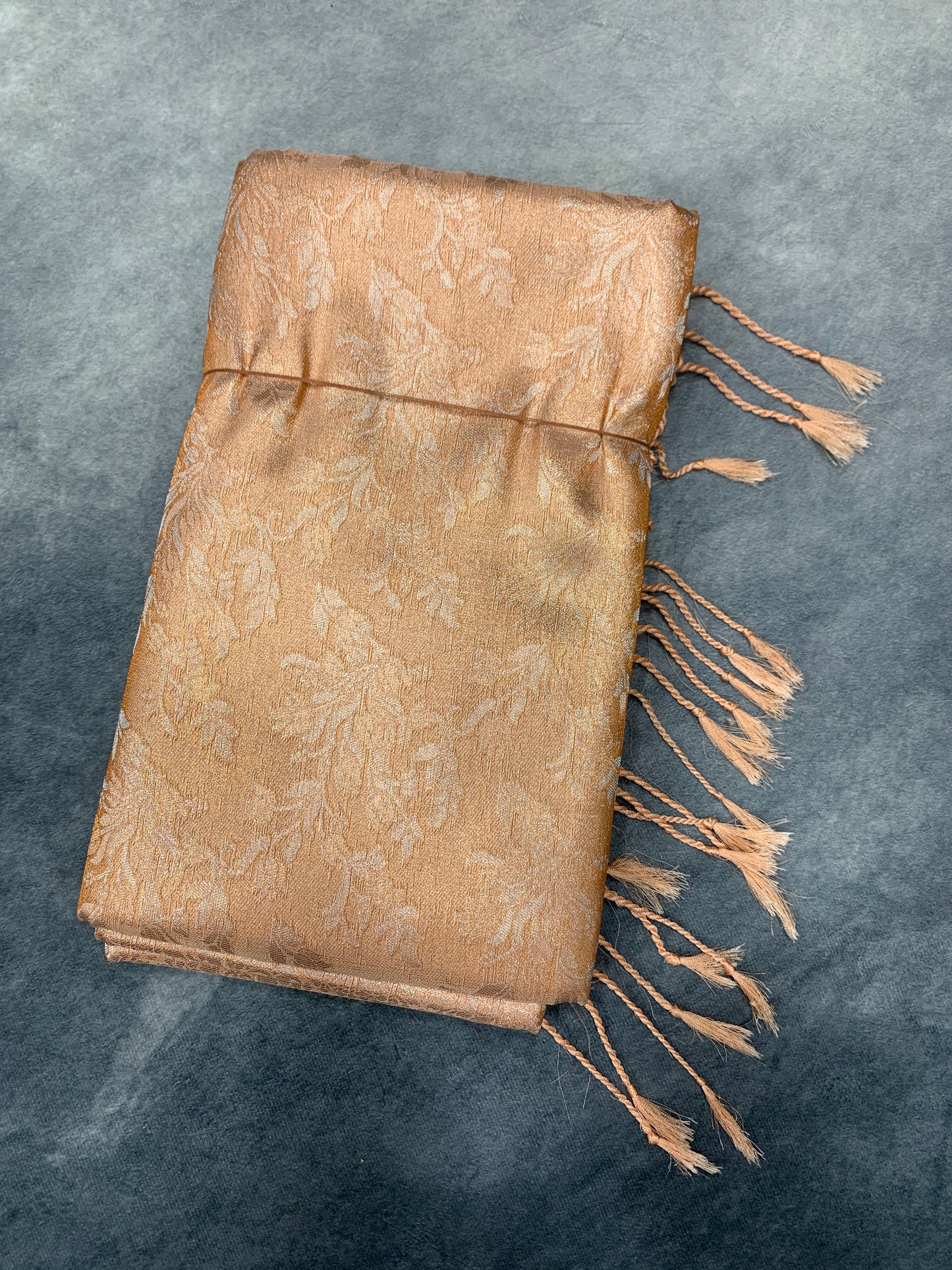Fancy Tissue Saree Light Orange Colour with Self Border