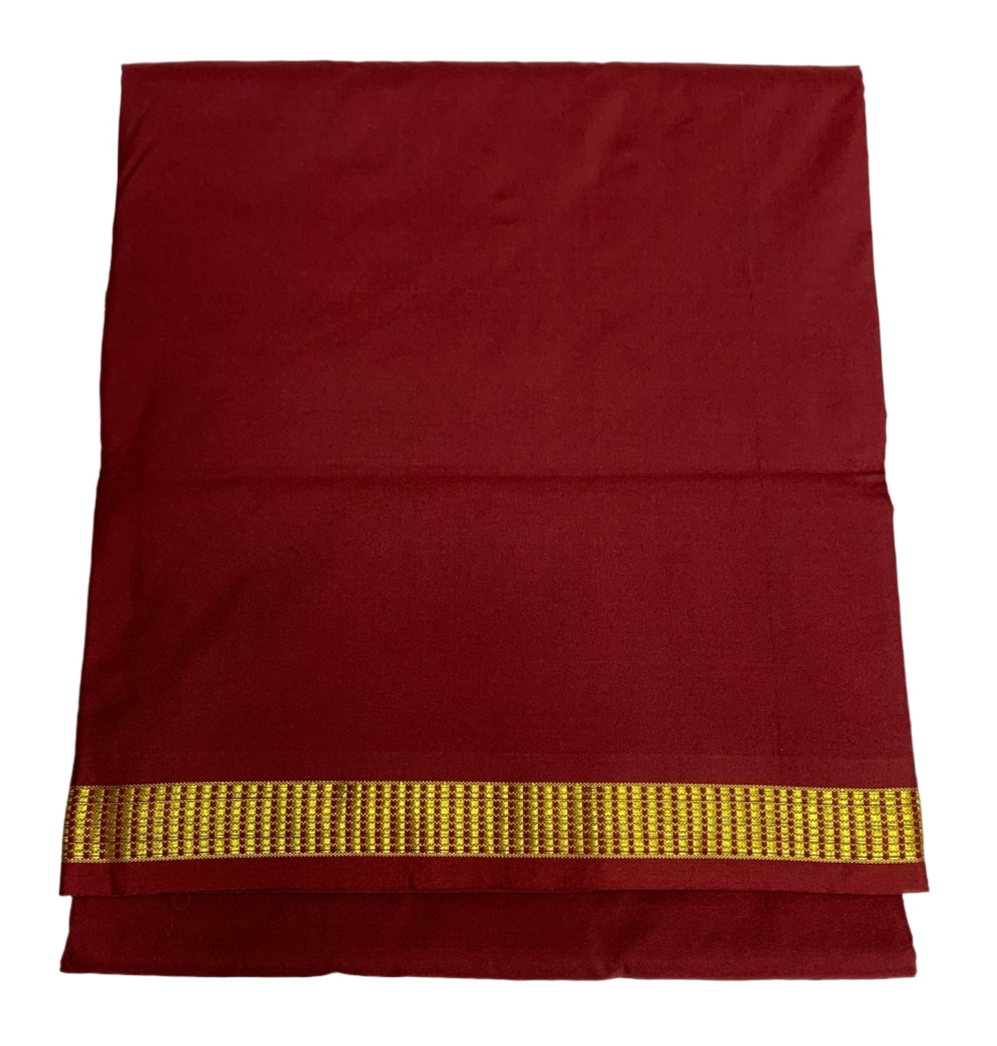 9 yards Vegan Silk Saree Dark Maroon Colour with Golden Border