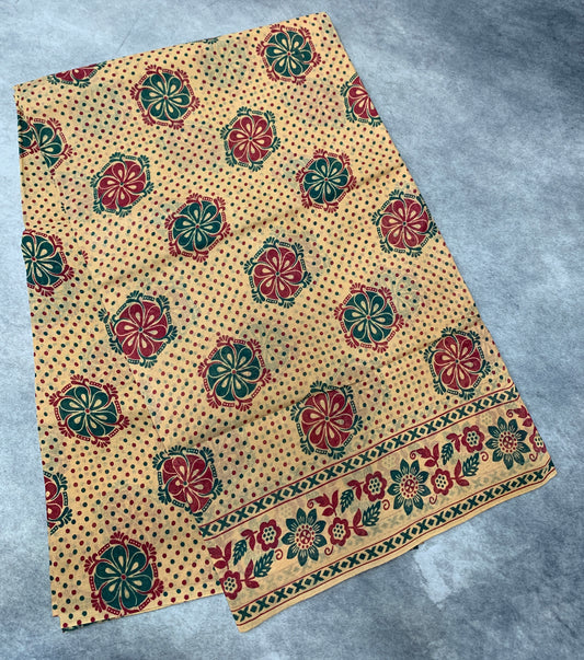 Chettinad Sungudi Cotton Sandal Colour with Floral Design