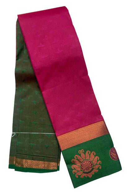 Synthetic Cotton Saree Pink Shade with Green Border