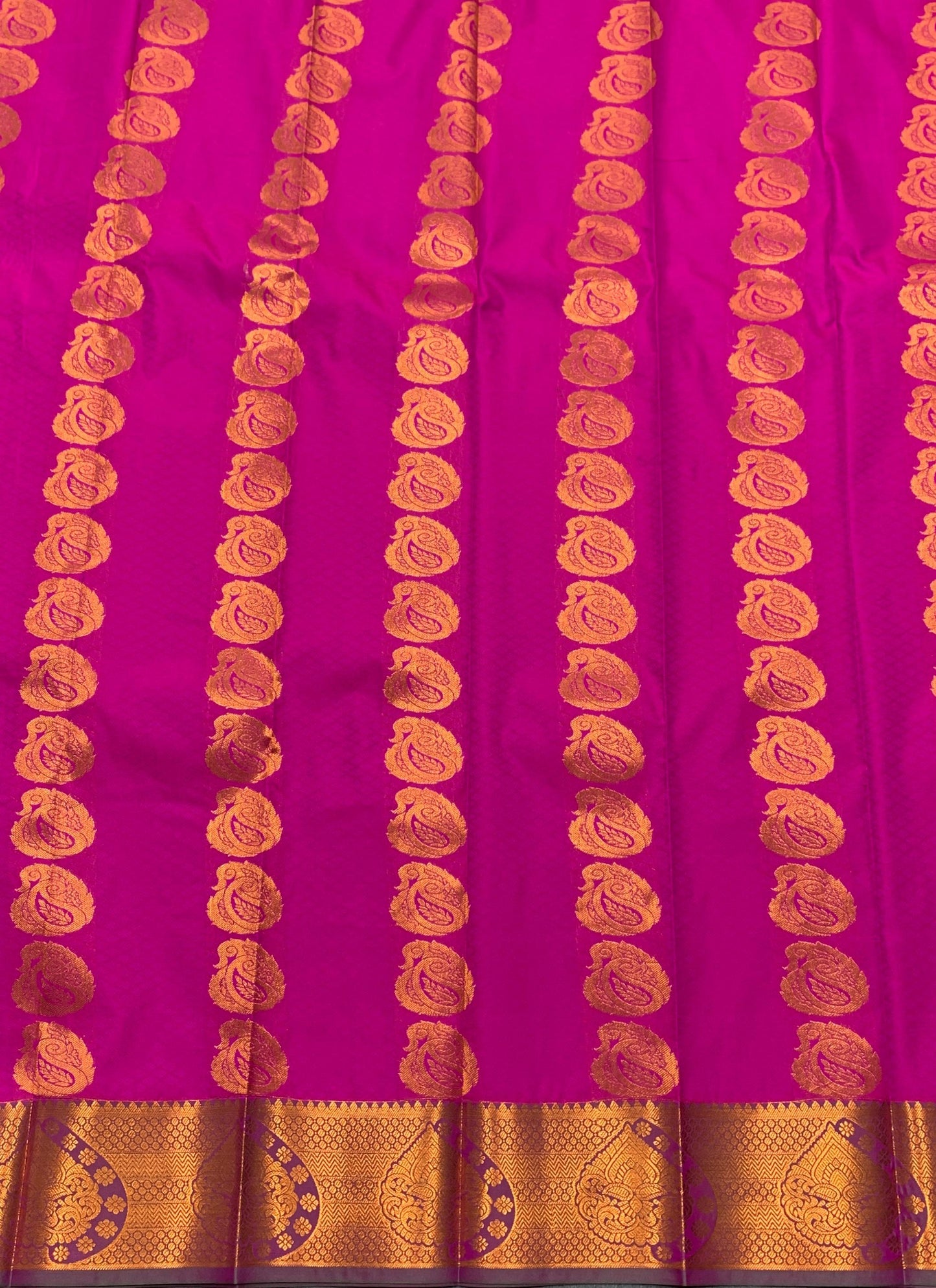 Vegan Silk Saree Pink Colour Saree with Copper Border