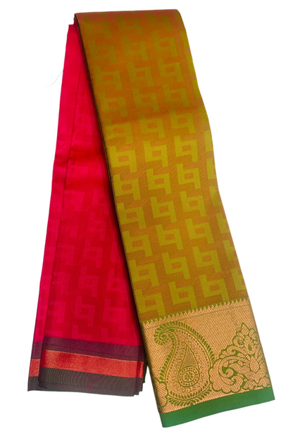 Synthetic Cotton Saree Mustard Shade with Copper Zari Border