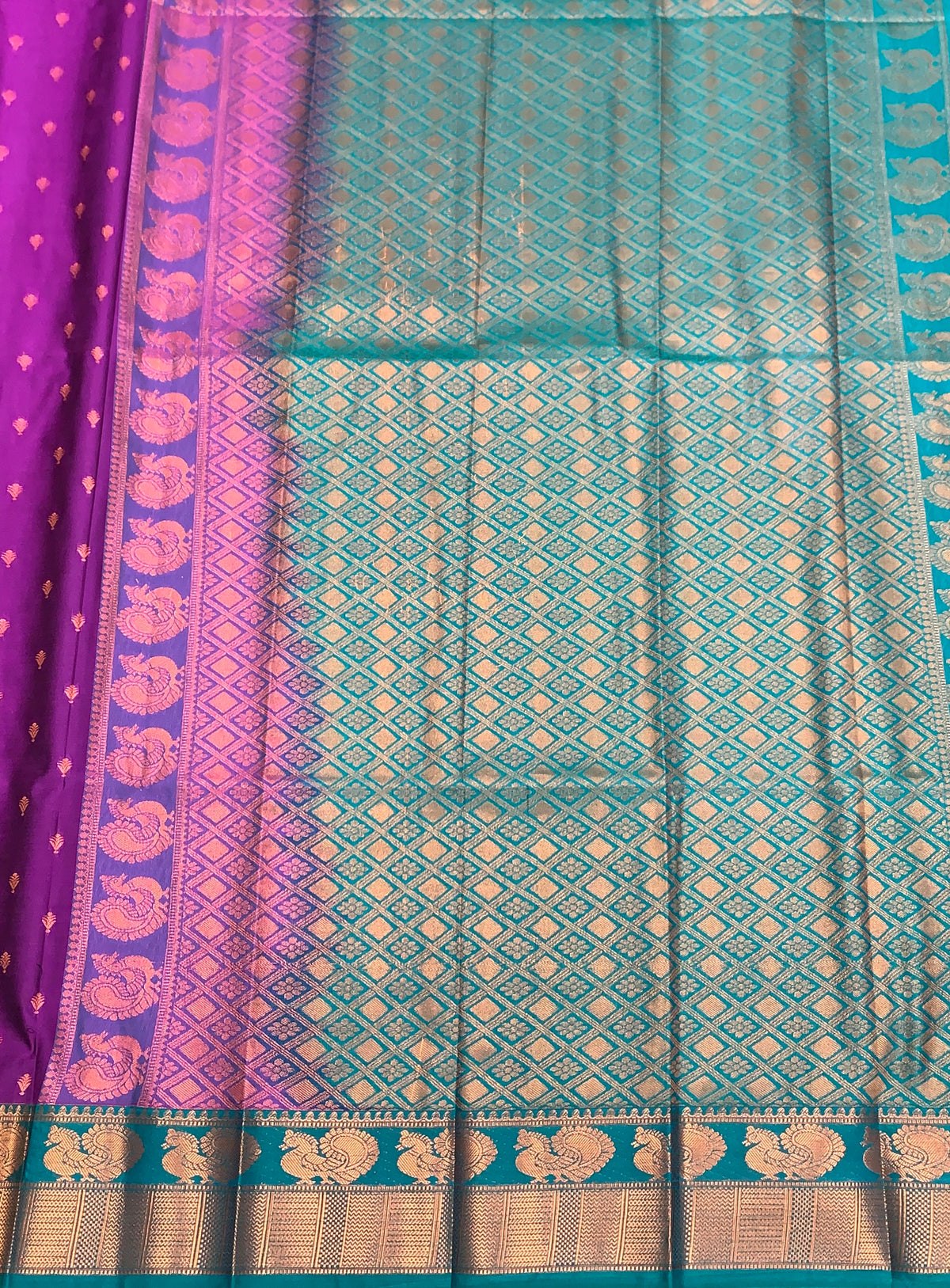 Soft Silk Casual Saree Purple with Green Colour Border