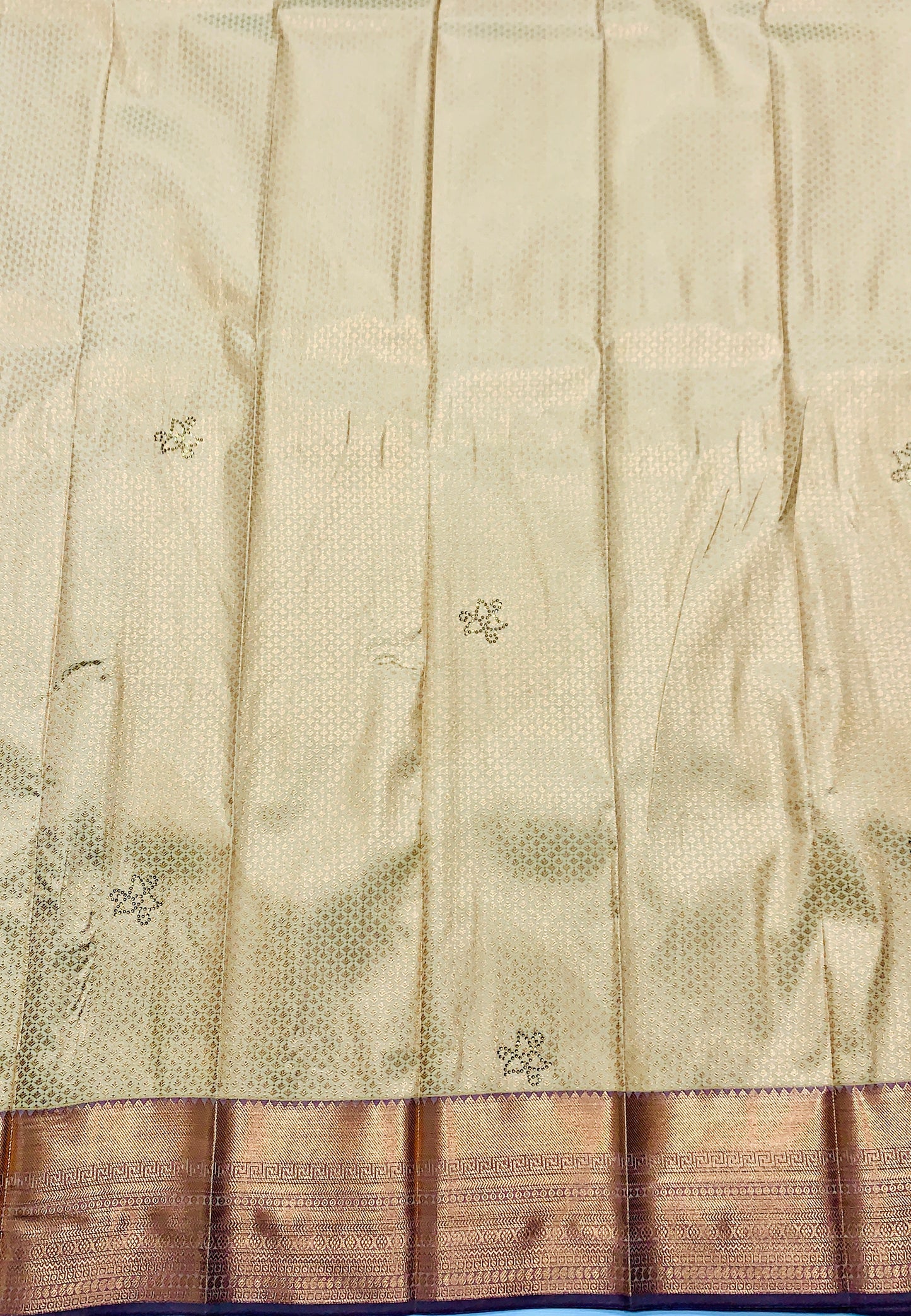 Vegan Silk Saree Tussar shade with Copper Border