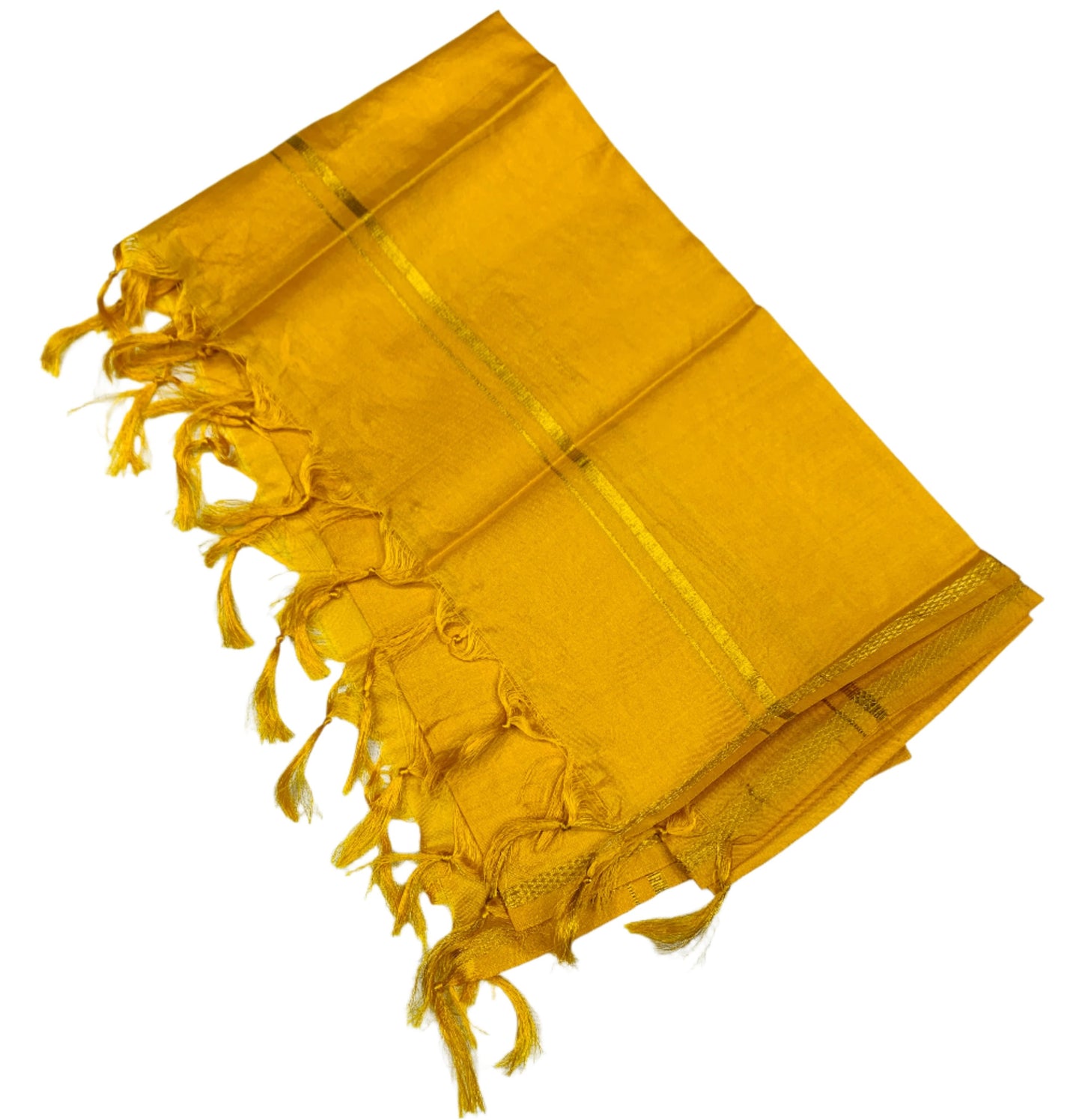 Silk Pooja Towel Golden Yellow Colour