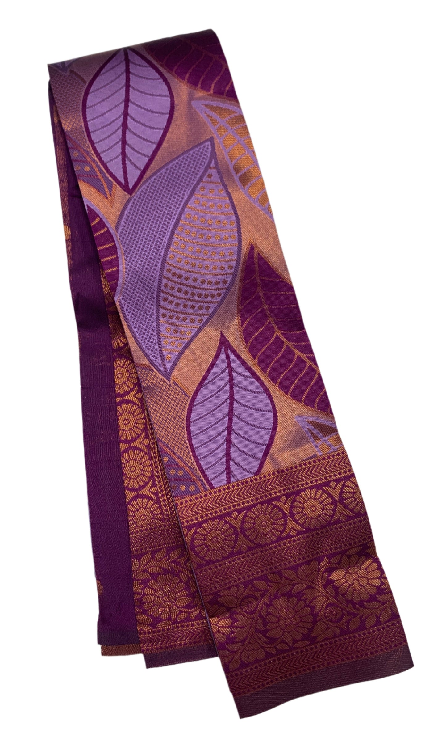 Art Silk Saree Lavender Colour with Leaf Design