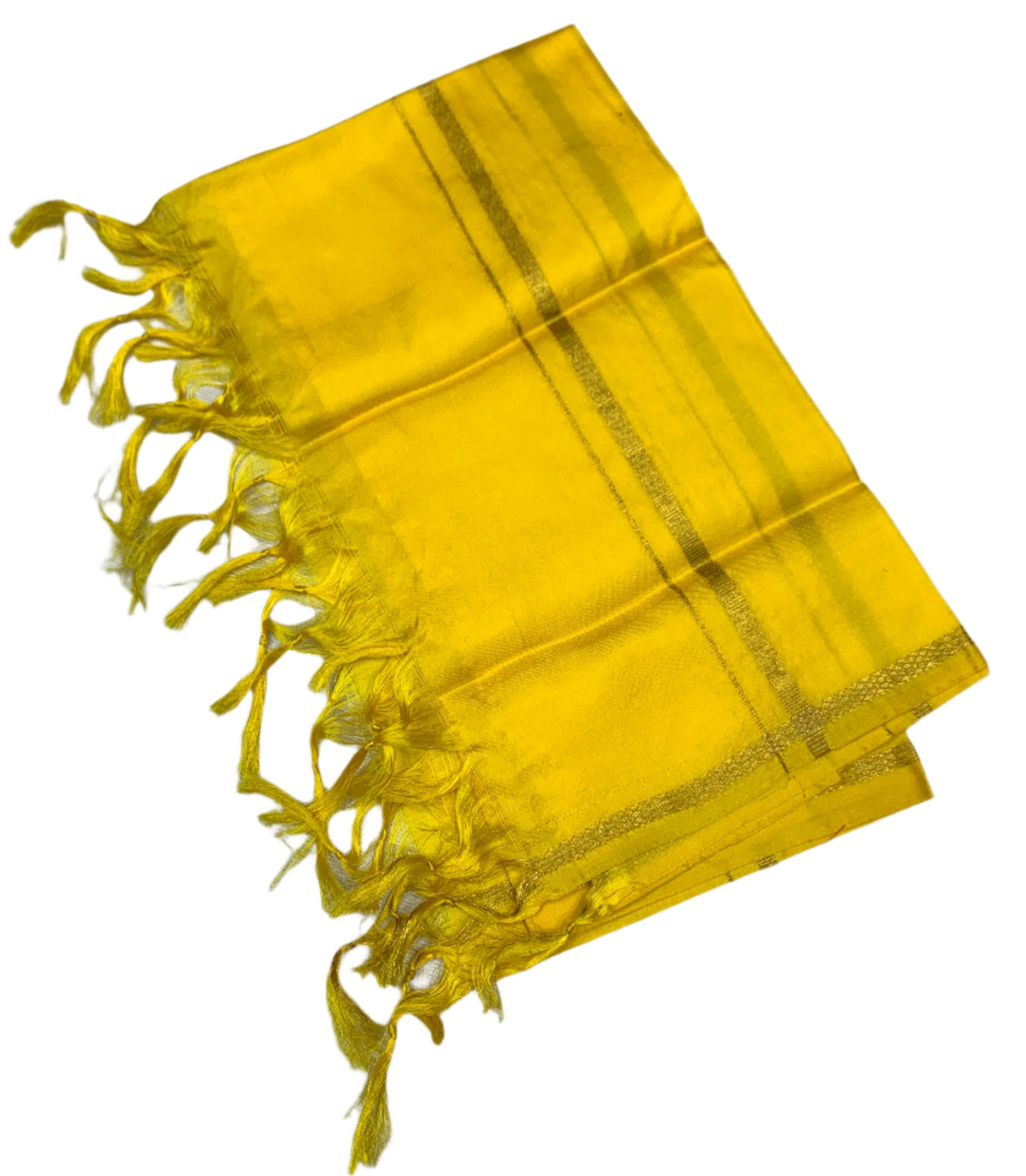 Silk Pooja Towel Lemon Yellow Colour