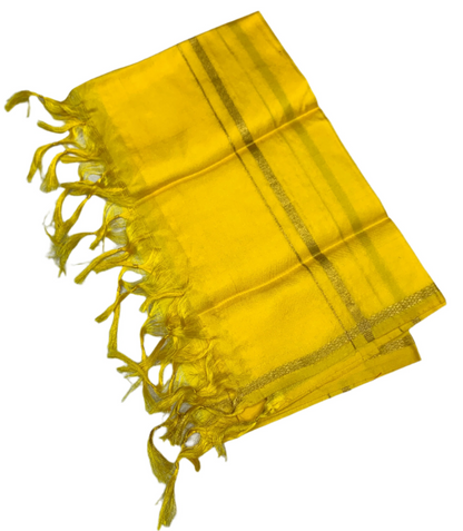 Silk Pooja Towel Lemon Yellow Colour