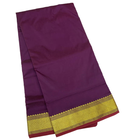 9 yards Vegan Silk Saree Dark Violet Colour